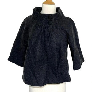 Old Navy coat dark gray wool blend‎ 3/4 sleeve mock neck swing jacket size M